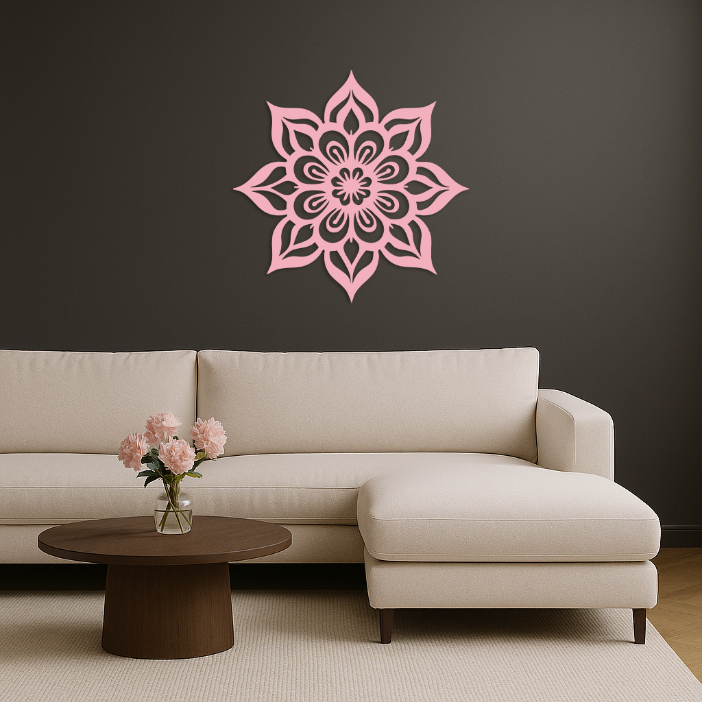 Lotus Mandala Metal Wall Art – Floral Geometric Silhouette - KAFGP059
