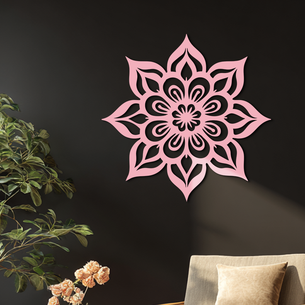 Lotus Mandala Metal Wall Art – Floral Geometric Silhouette - KAFGP059