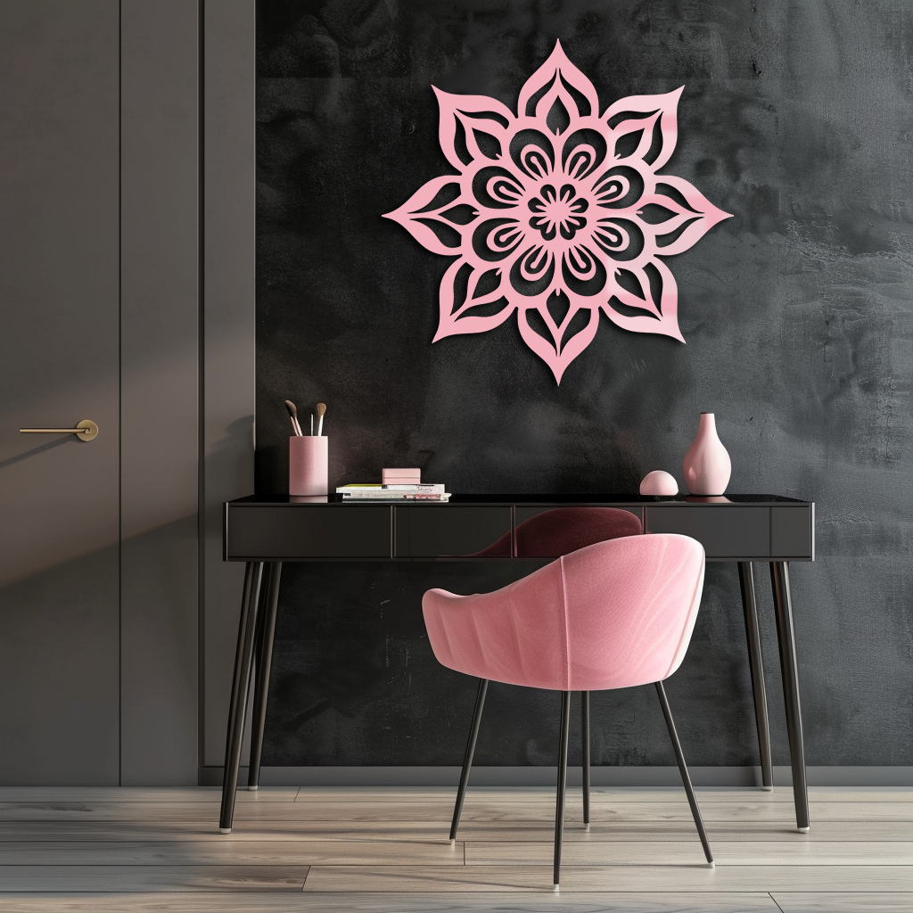 Lotus Mandala Metal Wall Art – Floral Geometric Silhouette - KAFGP059