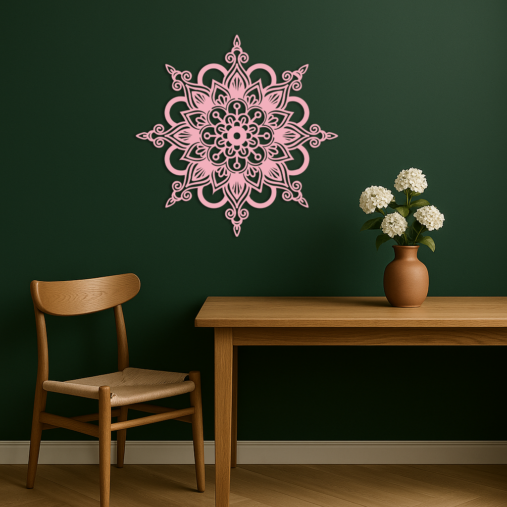 Mandala Silhouette Metal Wall Art – Sacred Geometry Flower Design - KAFGP060