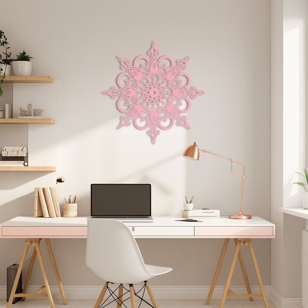 Mandala Silhouette Metal Wall Art – Sacred Geometry Flower Design - KAFGP060
