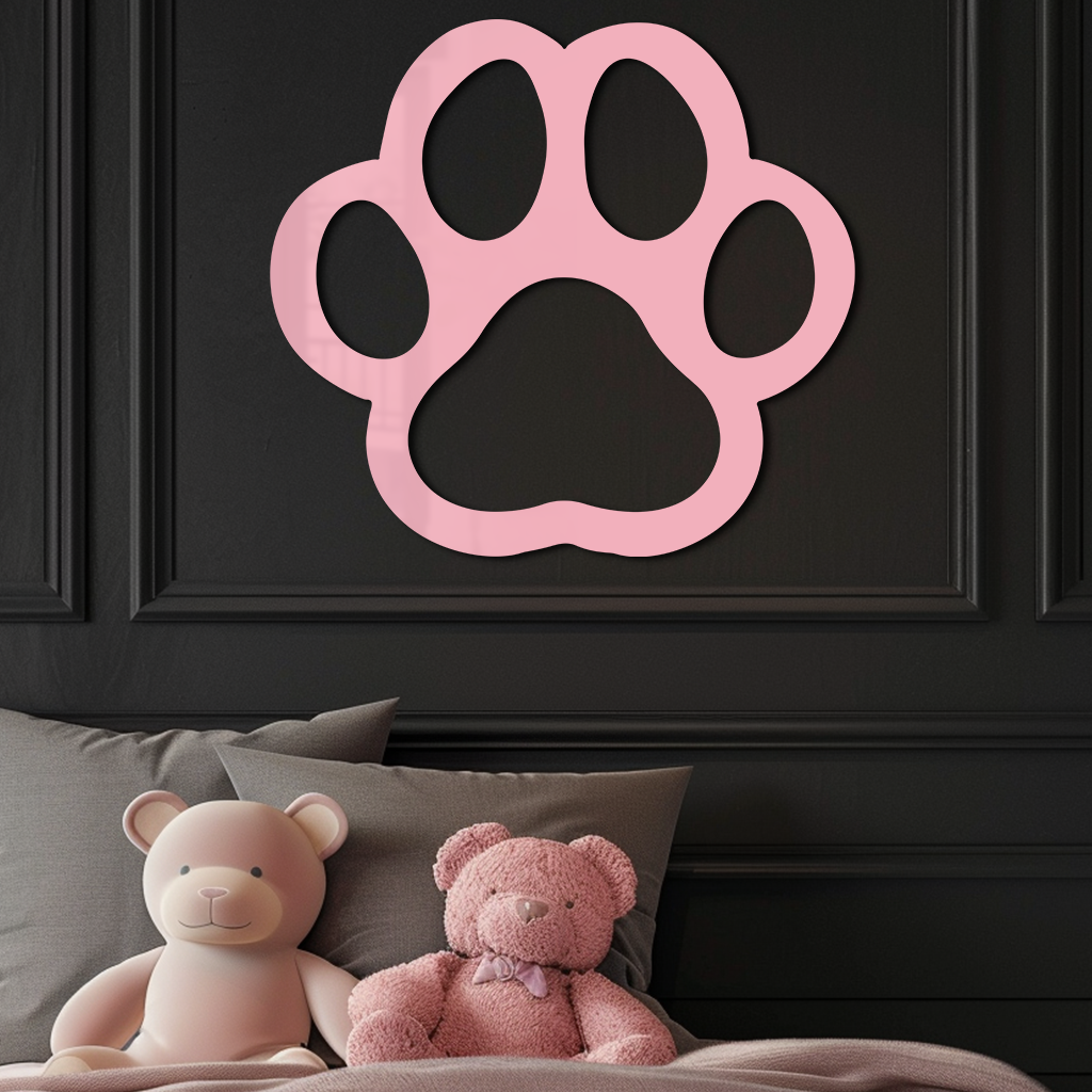 Paw Print Silhouette Metal Wall Art – Minimal Pet Lover Home Decor - KAFGP064