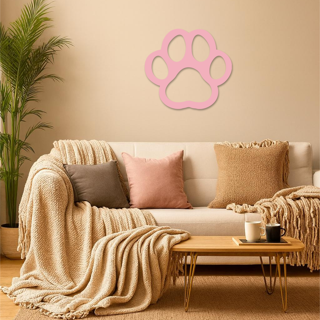 Paw Print Silhouette Metal Wall Art – Minimal Pet Lover Home Decor - KAFGP064