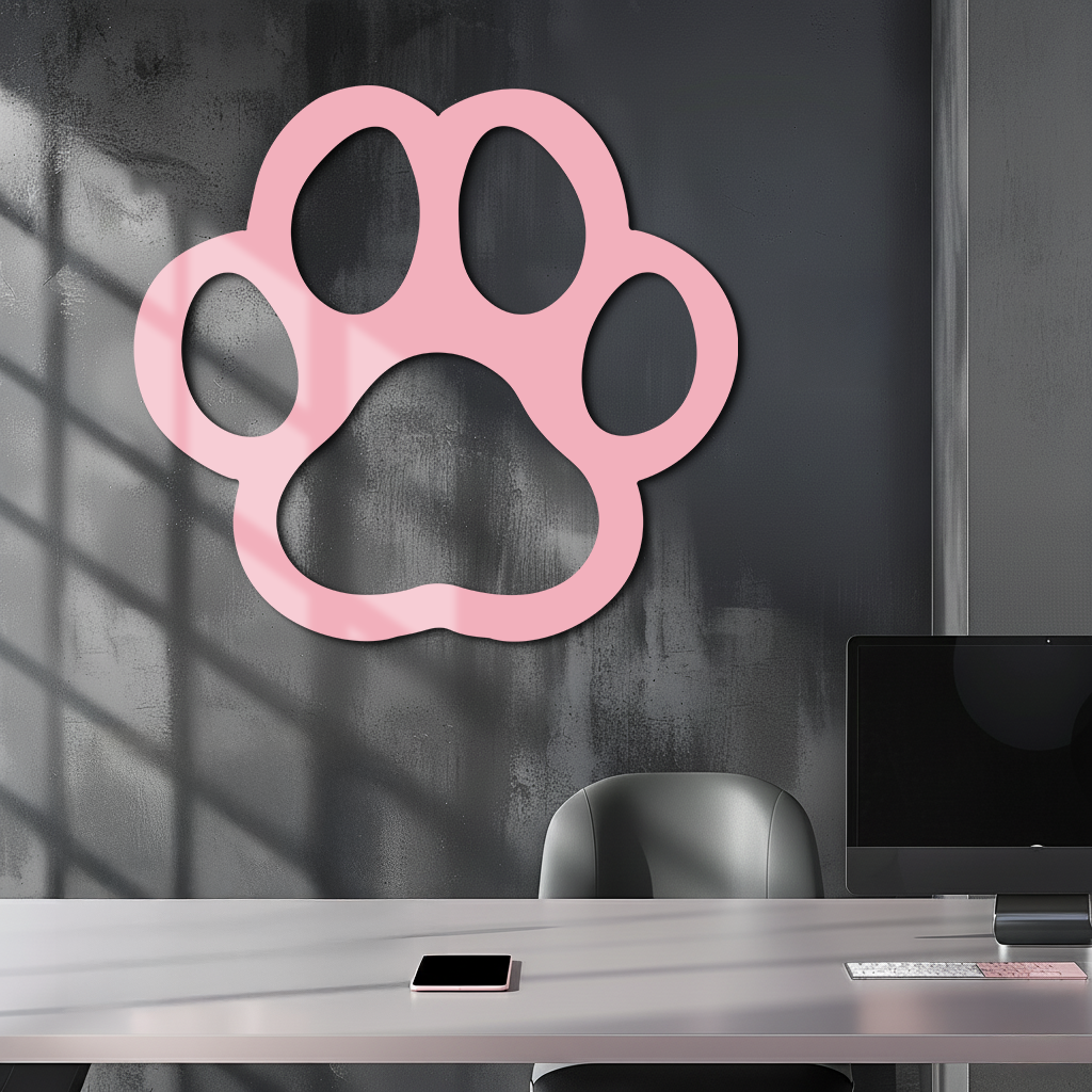 Paw Print Silhouette Metal Wall Art – Minimal Pet Lover Home Decor - KAFGP064