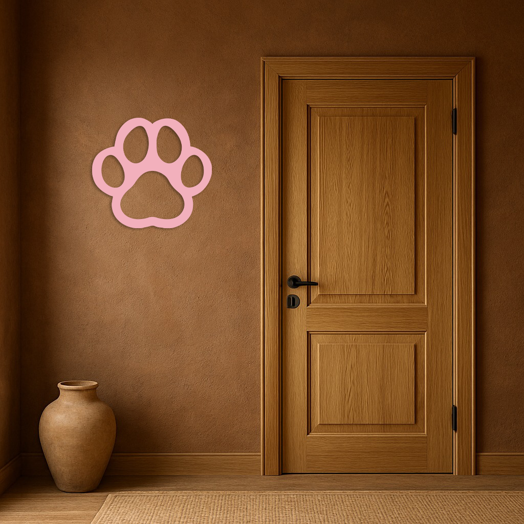 Paw Print Silhouette Metal Wall Art – Minimal Pet Lover Home Decor - KAFGP064