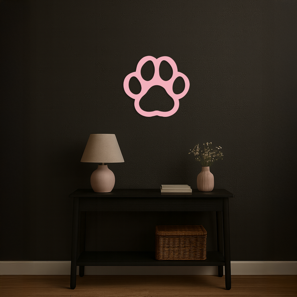 Paw Print Silhouette Metal Wall Art – Minimal Pet Lover Home Decor - KAFGP064