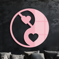 Yin Yang Heart Symbol Metal Wall Art – Modern Love Balance Decor - KAFGP075