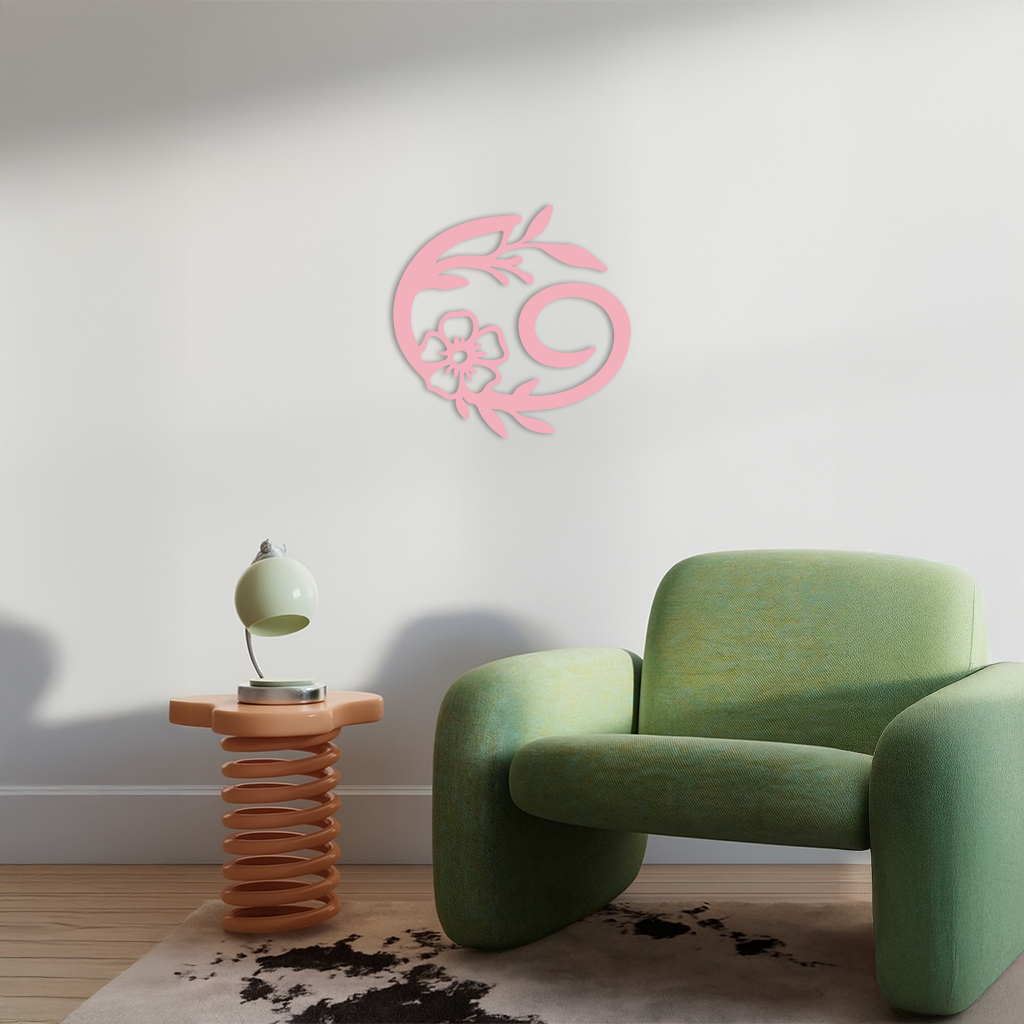 Cancer Zodiac Symbol Metal Wall Art – Floral Astrology Home Decor - KAFGP078