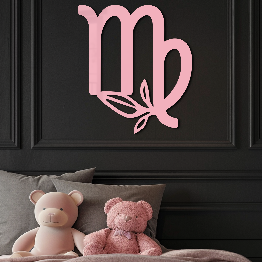 Virgo Zodiac Symbol Metal Wall Art – Floral Virgo Sign Decor - KAFGP079