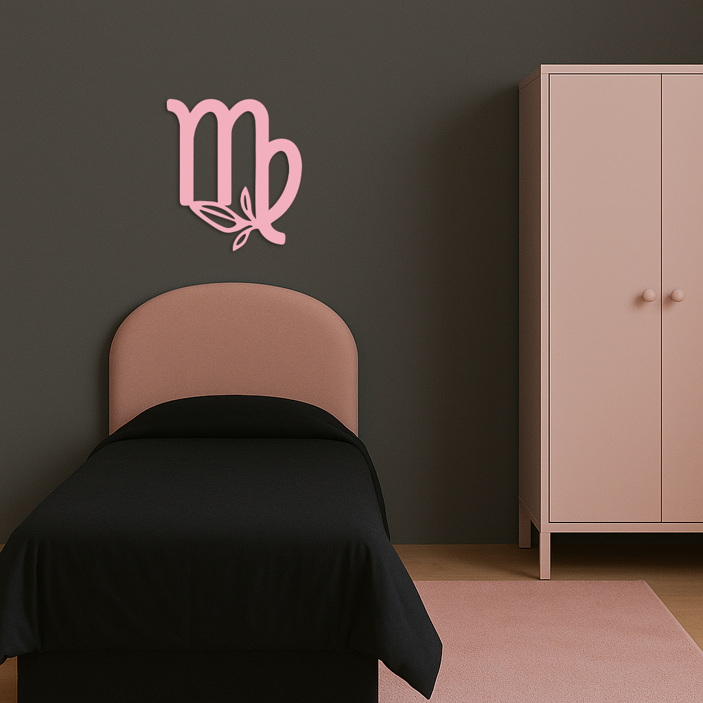 Virgo Zodiac Symbol Metal Wall Art – Floral Virgo Sign Decor - KAFGP079