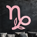 Capricorn Zodiac Symbol Metal Wall Art – Floral Astrology Home Decor - KAFGP081