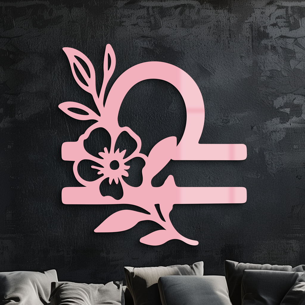 Libra Zodiac Sign Floral Metal Wall Art – Astrology Inspired Home Decor - KAFGP083