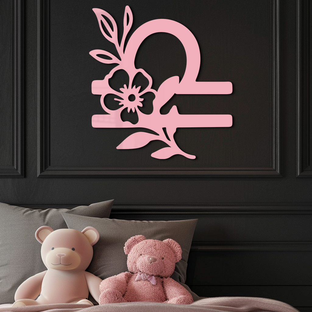 Libra Zodiac Sign Floral Metal Wall Art – Astrology Inspired Home Decor - KAFGP083