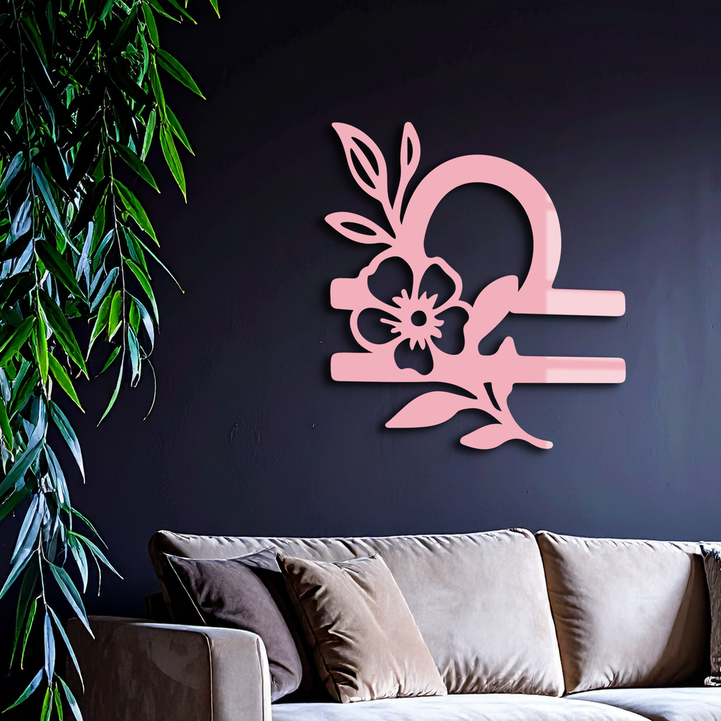 Libra Zodiac Sign Floral Metal Wall Art – Astrology Inspired Home Decor - KAFGP083