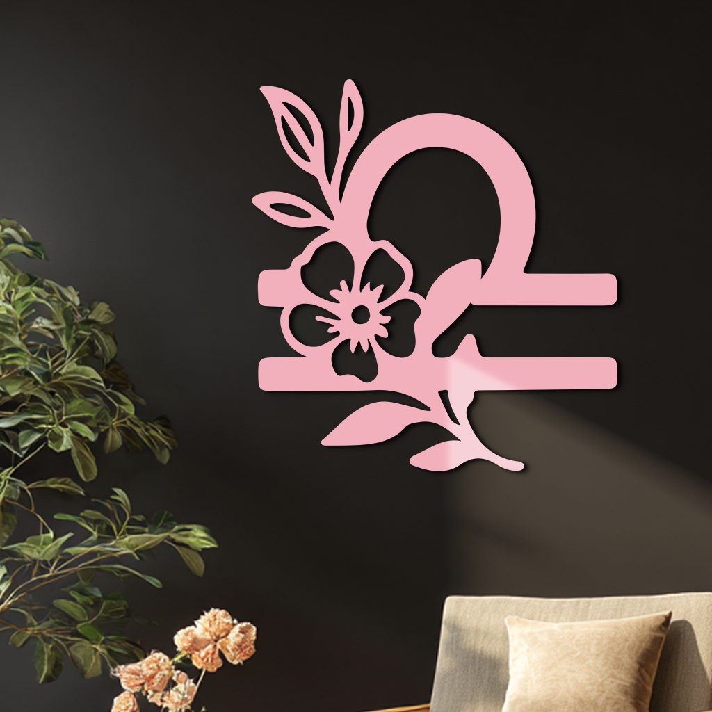 Libra Zodiac Sign Floral Metal Wall Art – Astrology Inspired Home Decor - KAFGP083
