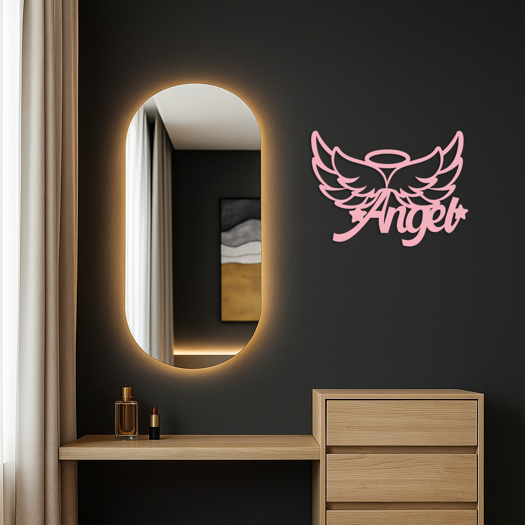 Angel Wings with Halo Metal Wall Art – Modern Spiritual Decor - KAFGP084