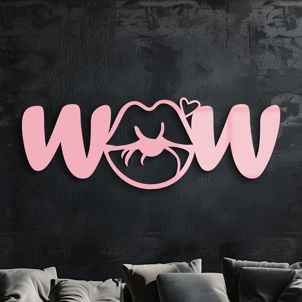 Wow Face Expression Metal Wall Art – Modern Typography Design - KAFGP113