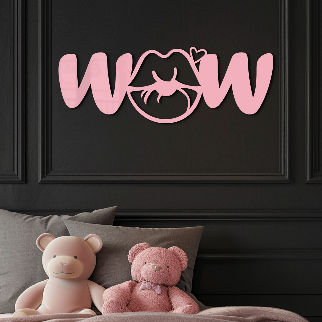 Wow Face Expression Metal Wall Art – Modern Typography Design - KAFGP113