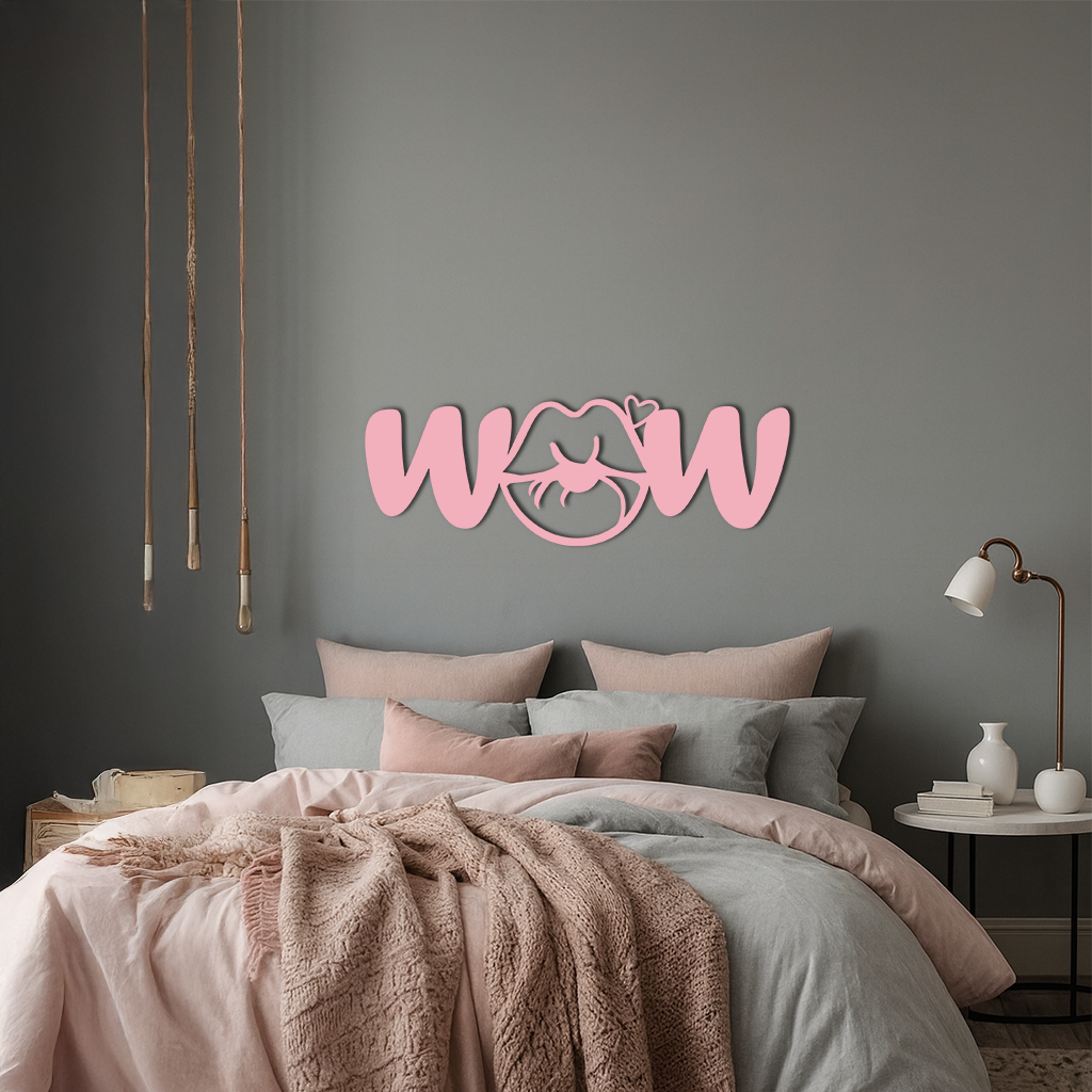 Wow Face Expression Metal Wall Art – Modern Typography Design - KAFGP113