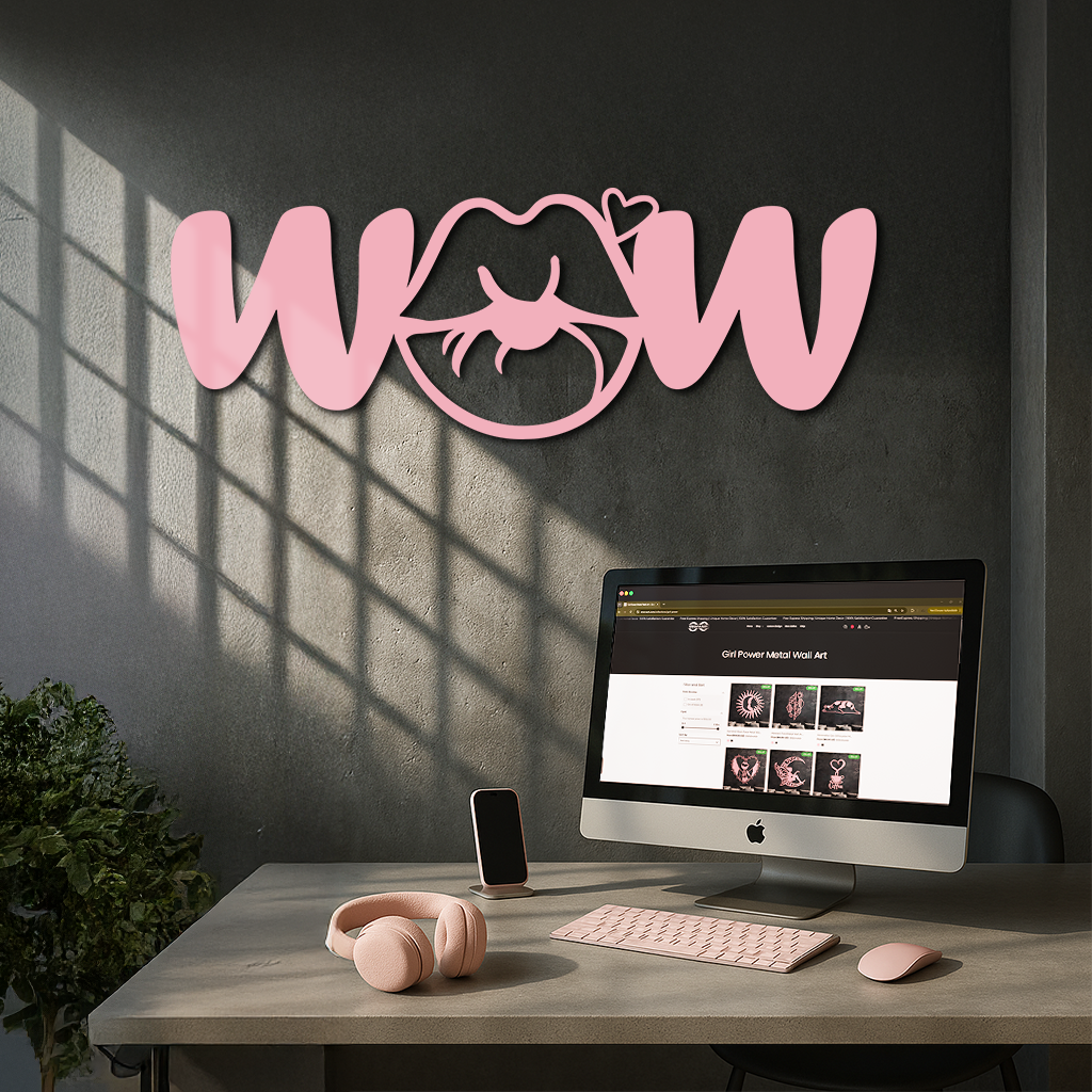 Wow Face Expression Metal Wall Art – Modern Typography Design - KAFGP113