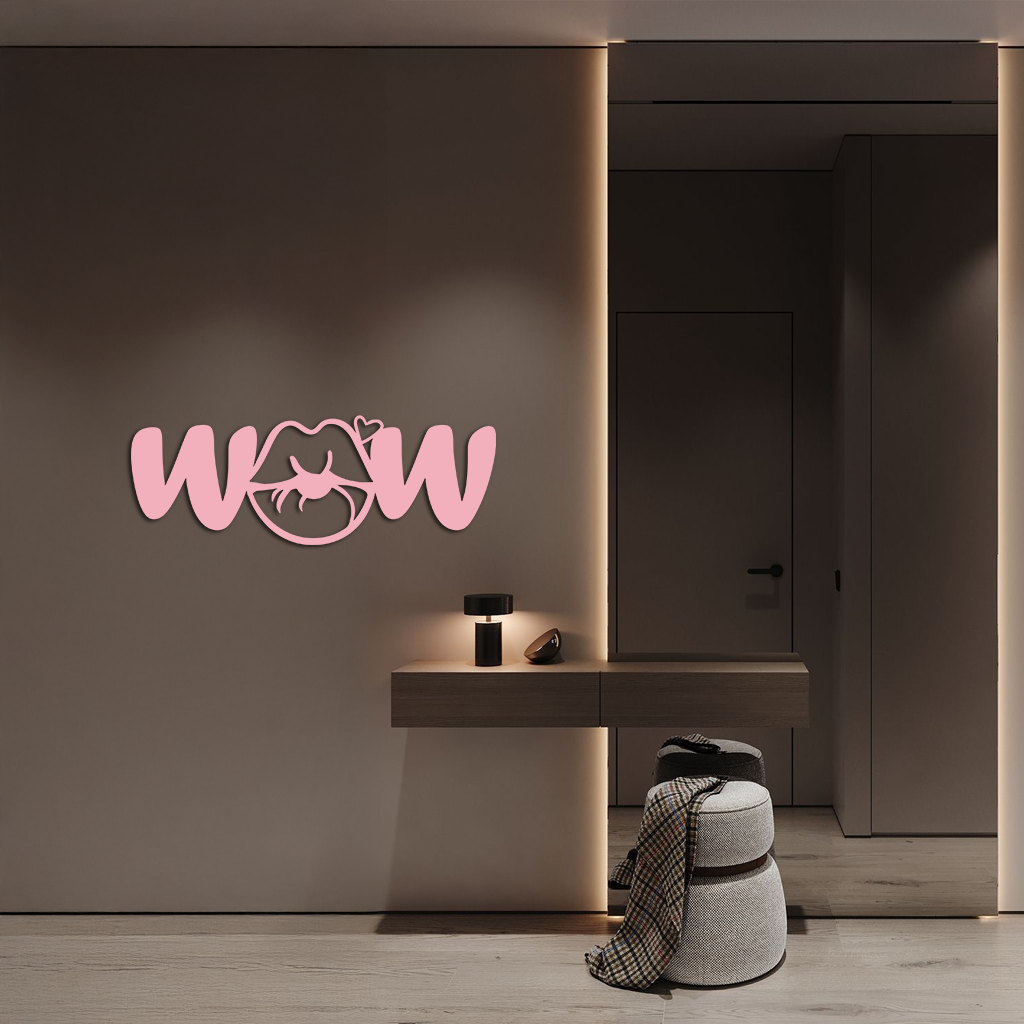 Wow Face Expression Metal Wall Art – Modern Typography Design - KAFGP113