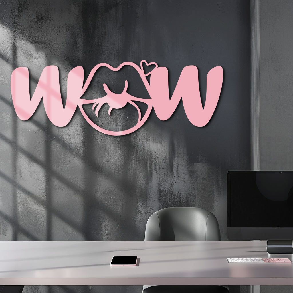 Wow Face Expression Metal Wall Art – Modern Typography Design - KAFGP113