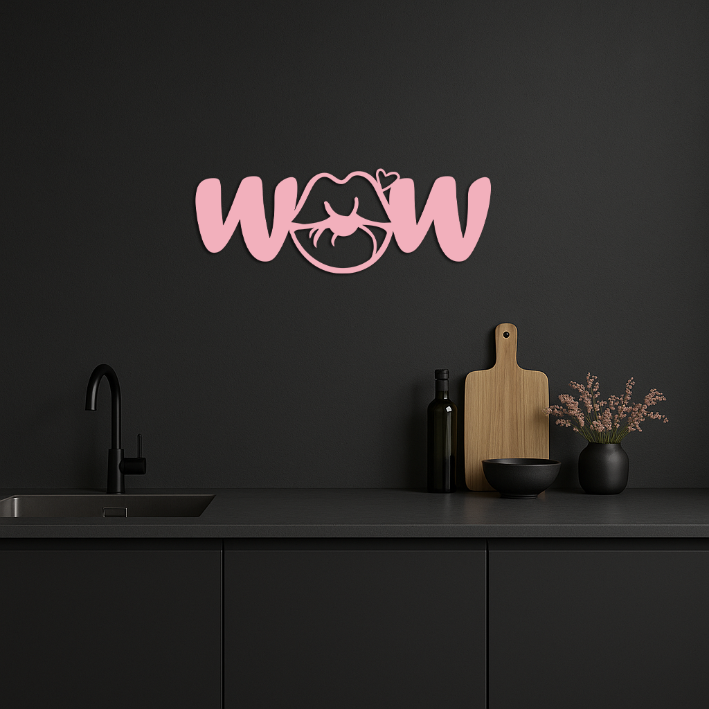 Wow Face Expression Metal Wall Art – Modern Typography Design - KAFGP113