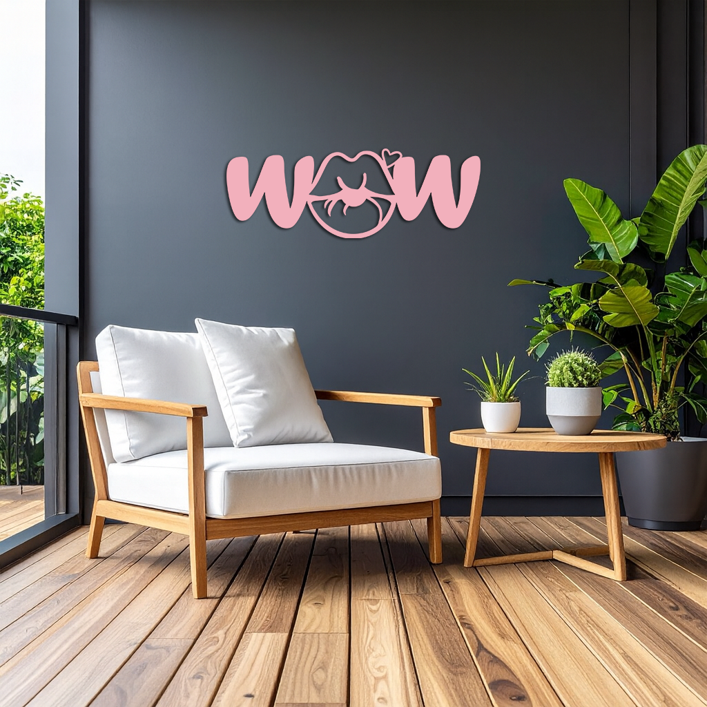 Wow Face Expression Metal Wall Art – Modern Typography Design - KAFGP113