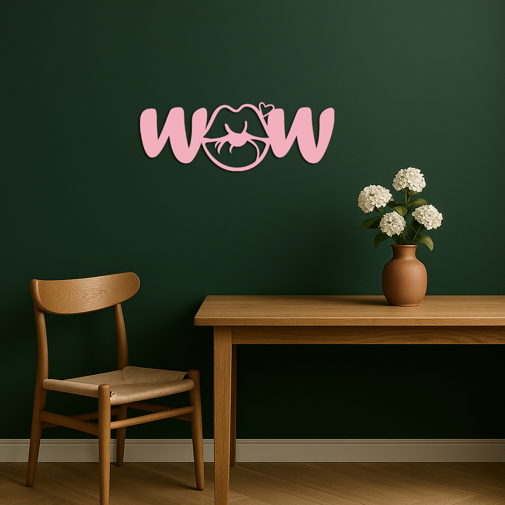 Wow Face Expression Metal Wall Art – Modern Typography Design - KAFGP113