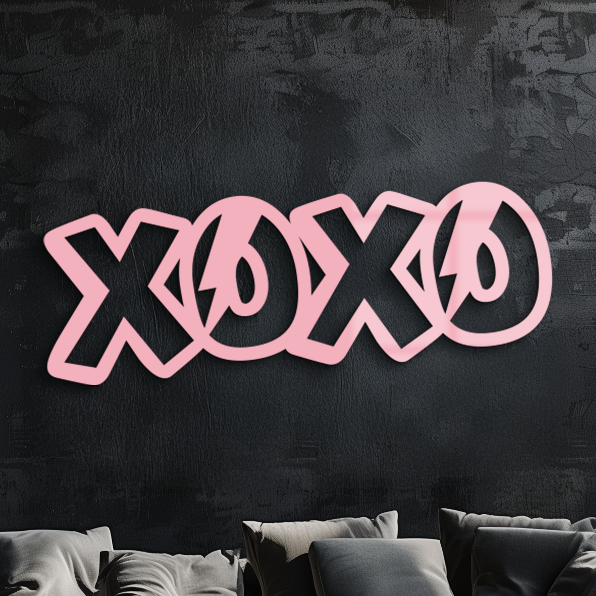 XOXO Word Art Metal Wall Decor – Modern Love Quote Design - KAFGP114