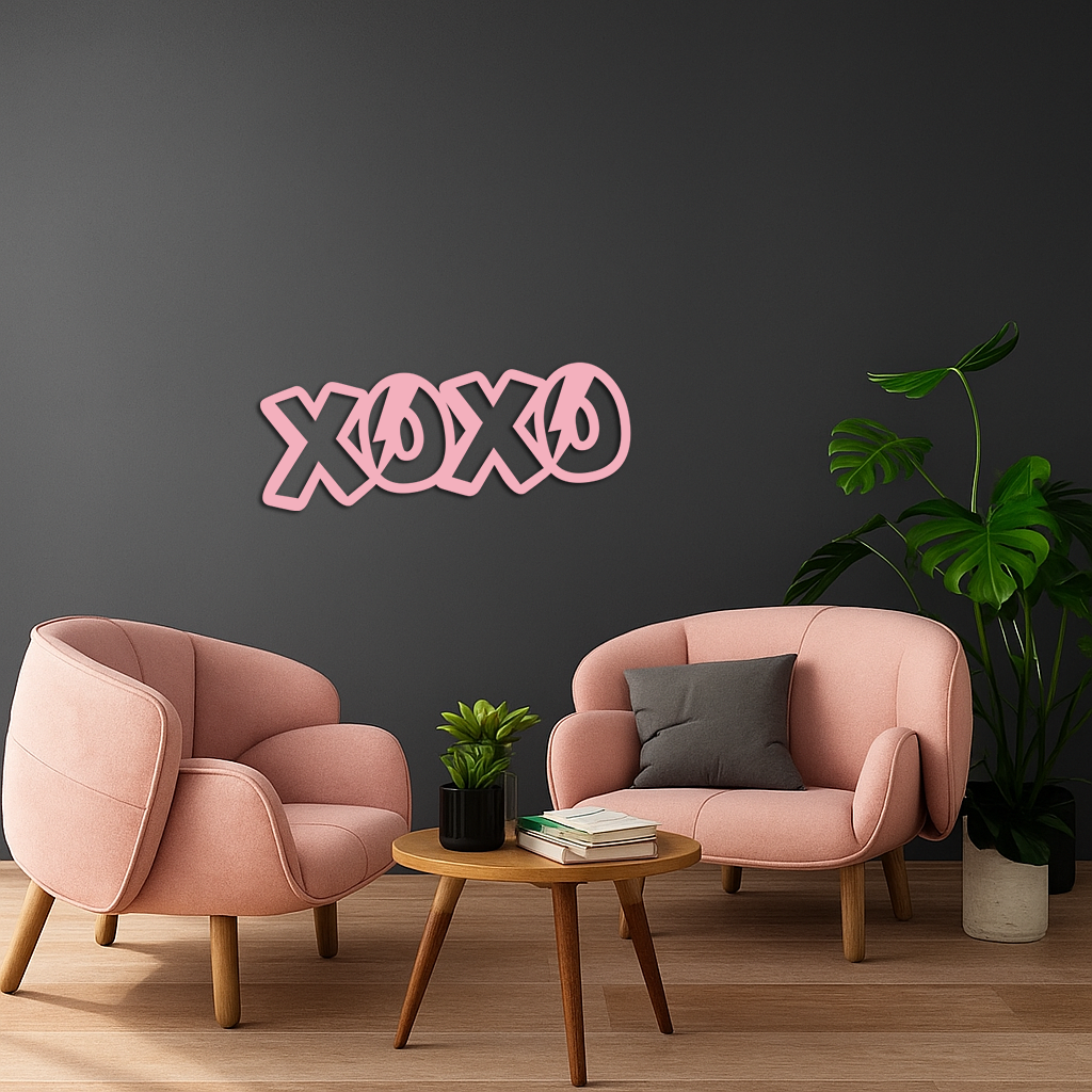 XOXO Word Art Metal Wall Decor – Modern Love Quote Design - KAFGP114