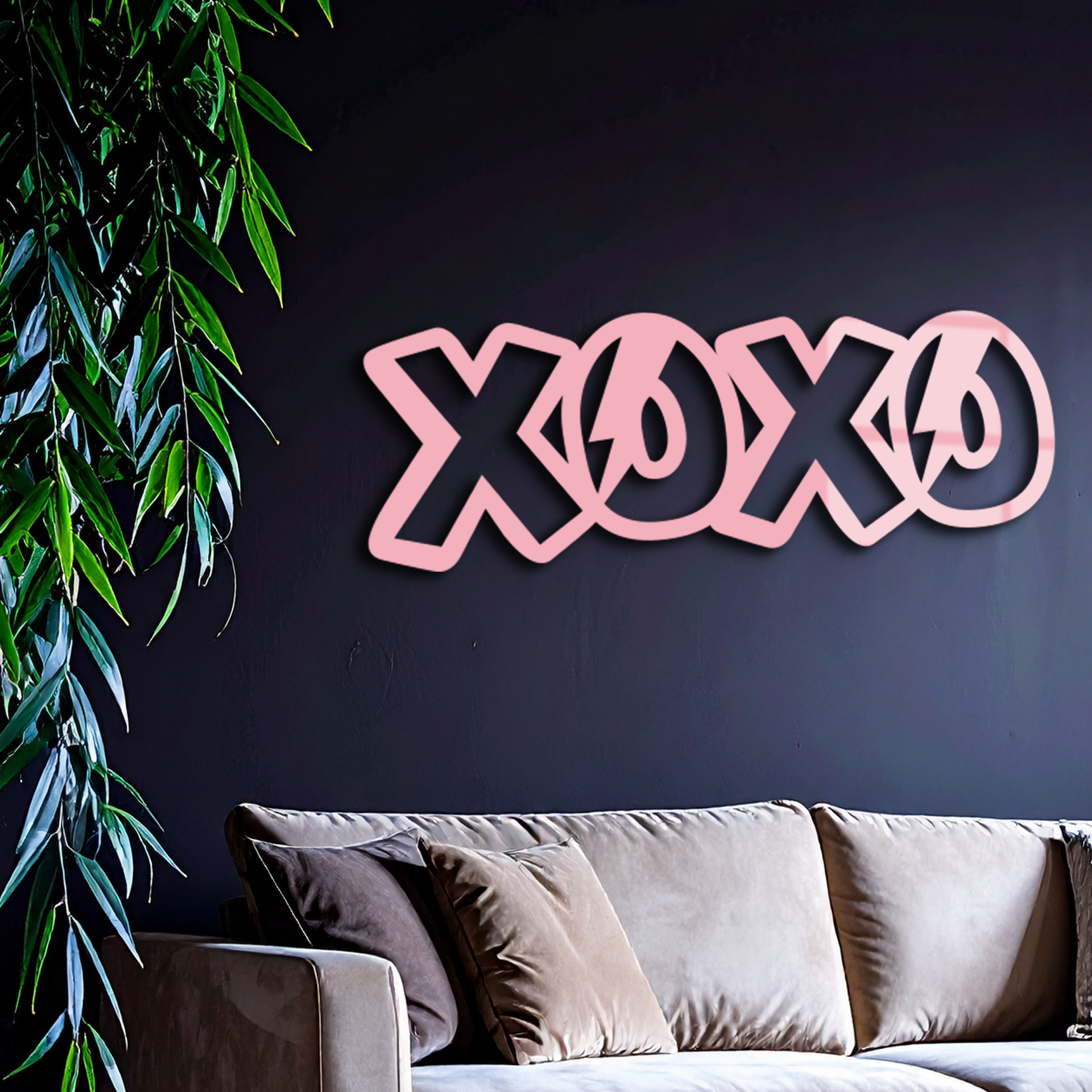 XOXO Word Art Metal Wall Decor – Modern Love Quote Design - KAFGP114