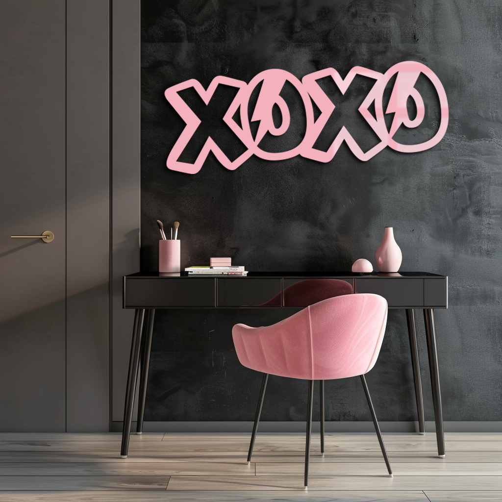 XOXO Word Art Metal Wall Decor – Modern Love Quote Design - KAFGP114