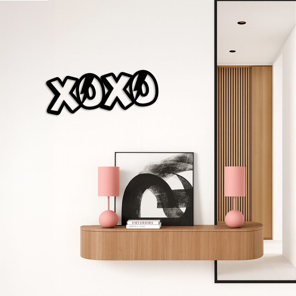 XOXO Word Art Metal Wall Decor – Modern Love Quote Design - KAFGP114