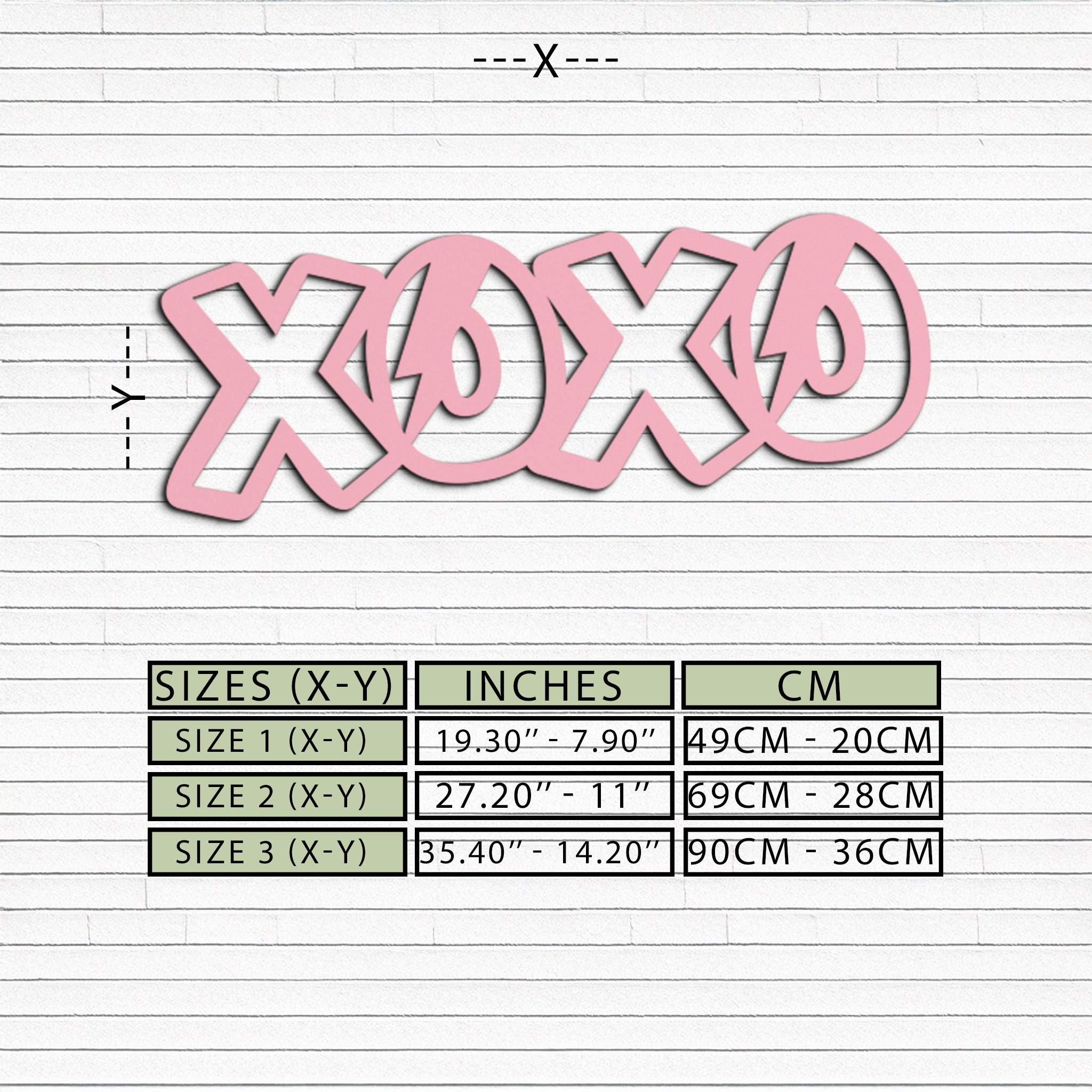 XOXO Word Art Metal Wall Decor – Modern Love Quote Design - KAFGP114