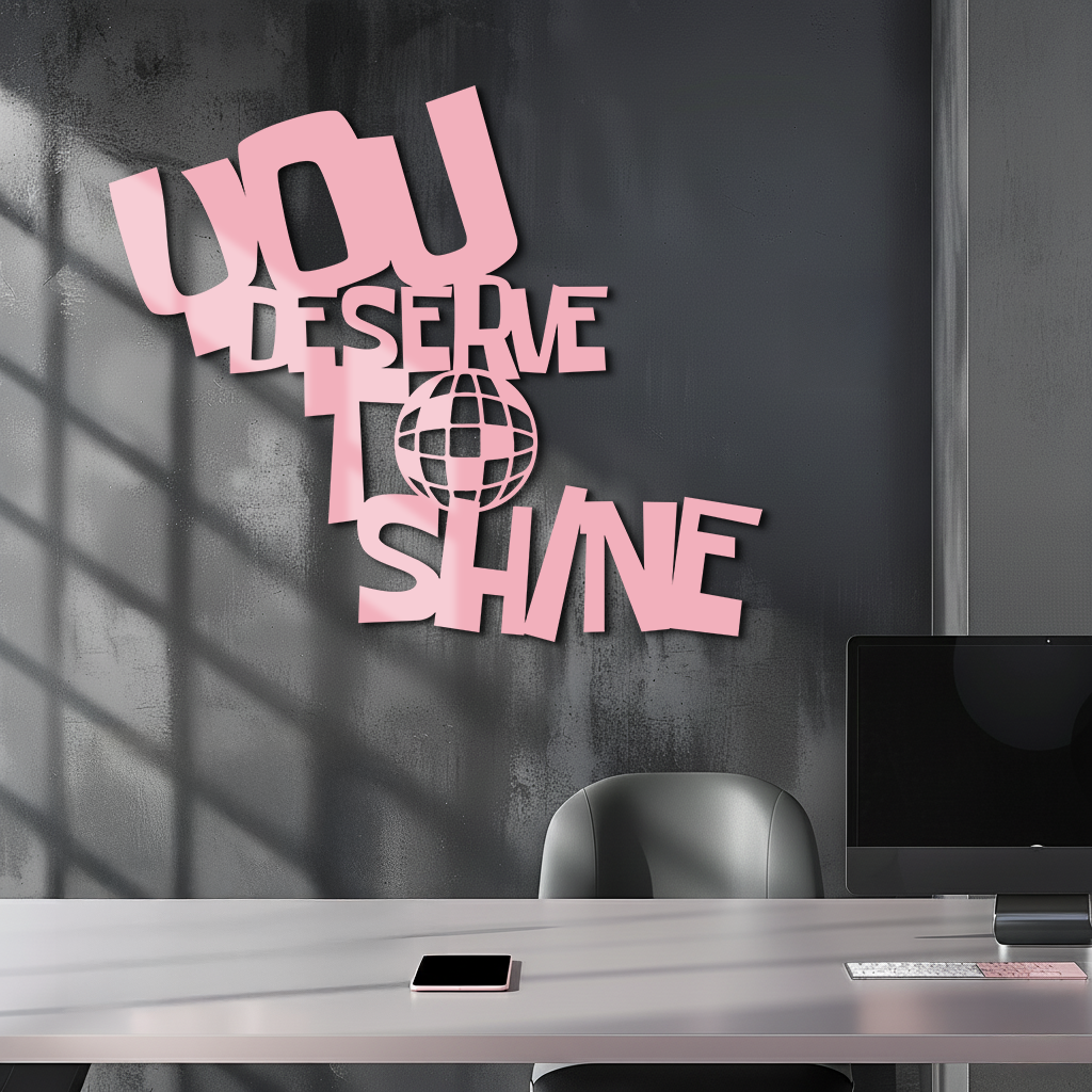 You Deserve to Shine Metal Wall Art – Motivational Disco Ball Design - KAFGP115