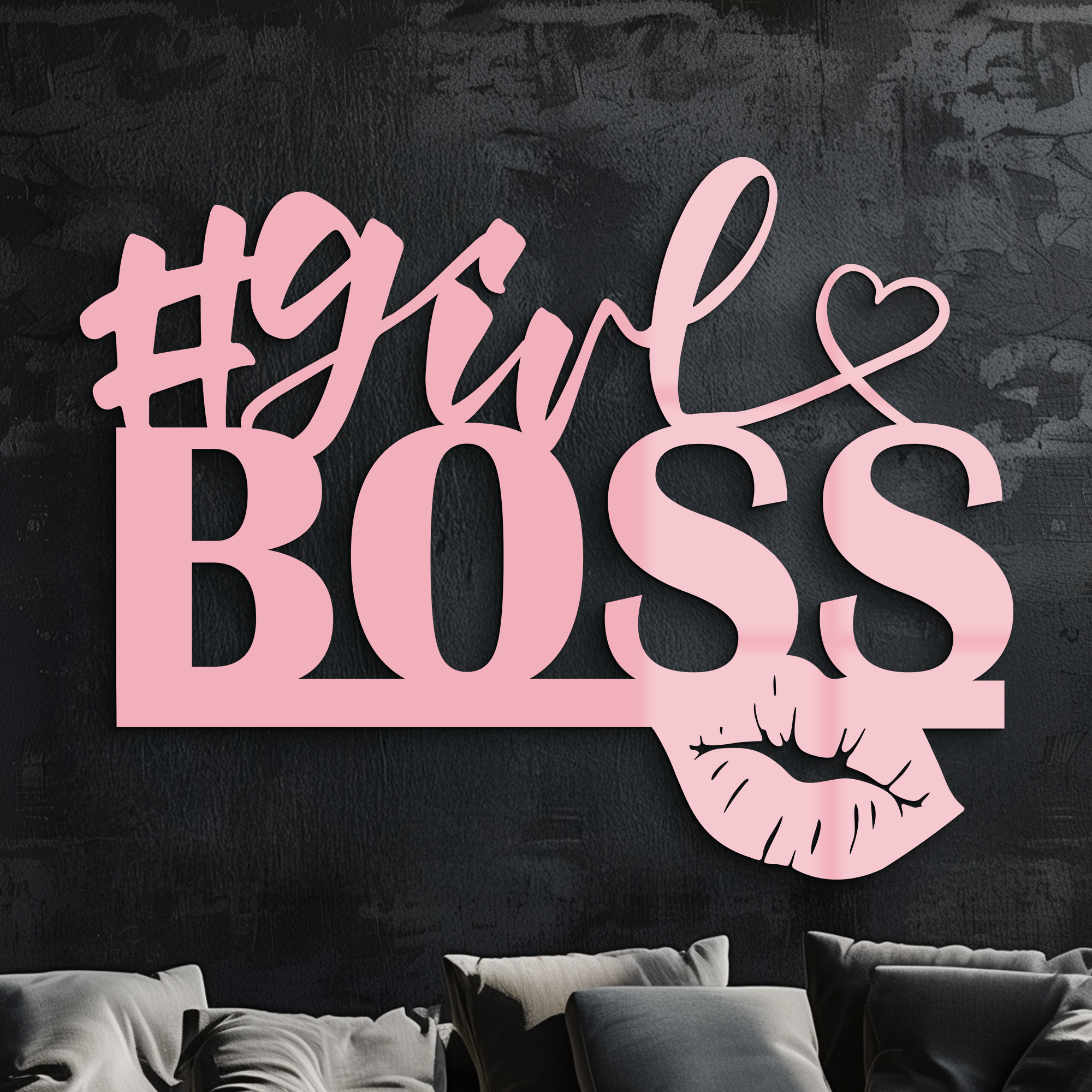 Girl Boss Metal Wall Art – Feminine Power & Modern Decor - KAFGP119