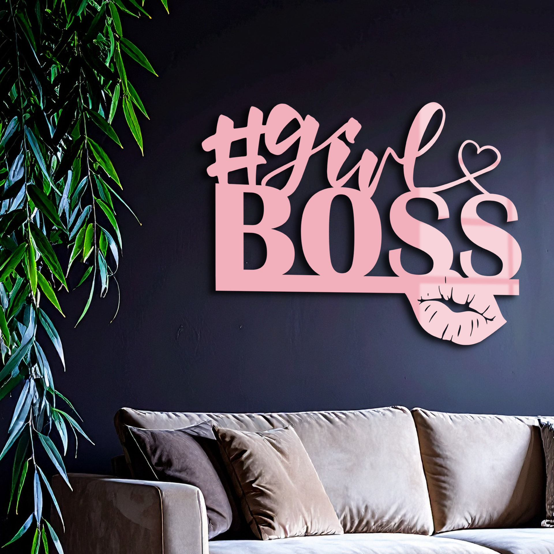 Girl Boss Metal Wall Art – Feminine Power & Modern Decor - KAFGP119