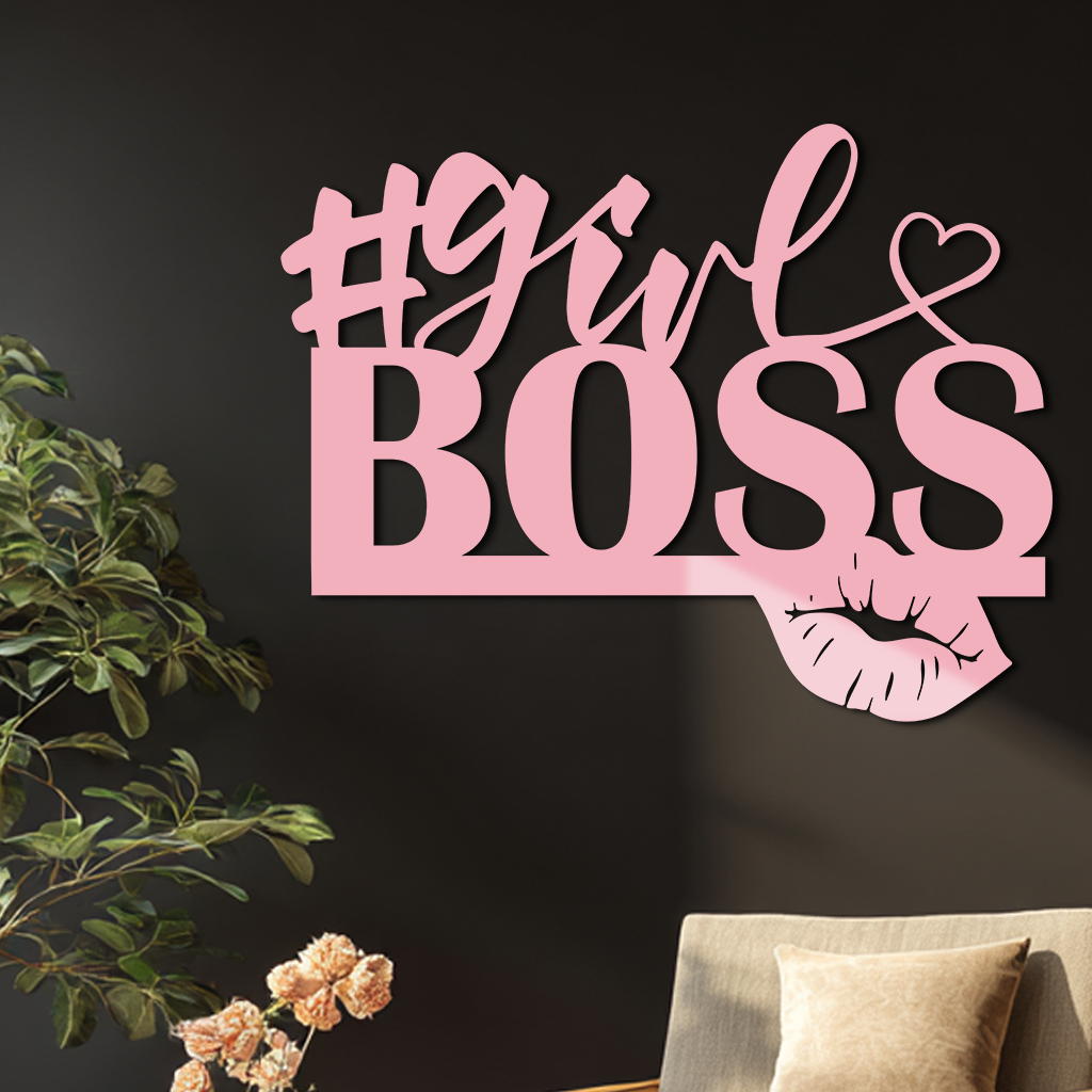 Girl Boss Metal Wall Art – Feminine Power & Modern Decor - KAFGP119