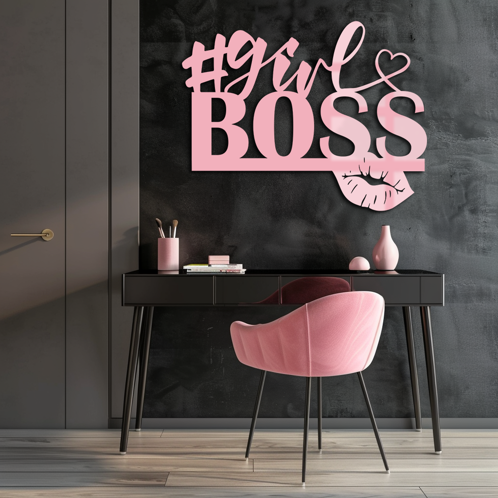 Girl Boss Metal Wall Art – Feminine Power & Modern Decor - KAFGP119