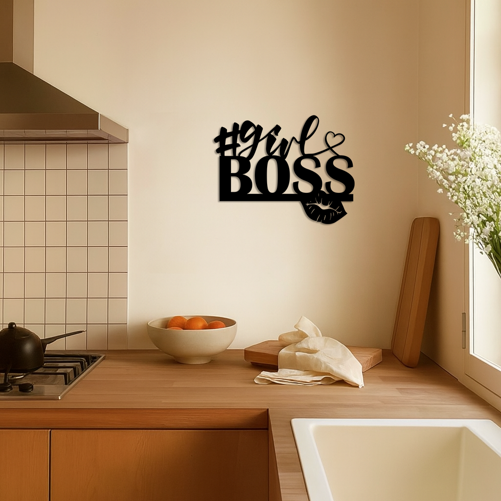Girl Boss Metal Wall Art – Feminine Power & Modern Decor - KAFGP119