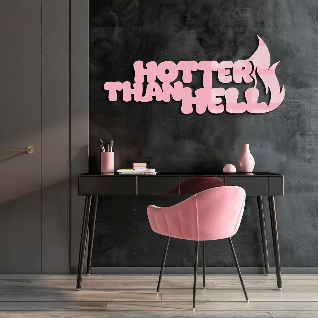 Hotter Than Hell Metal Wall Art – Bold Flame Typography Design - KAFGP124
