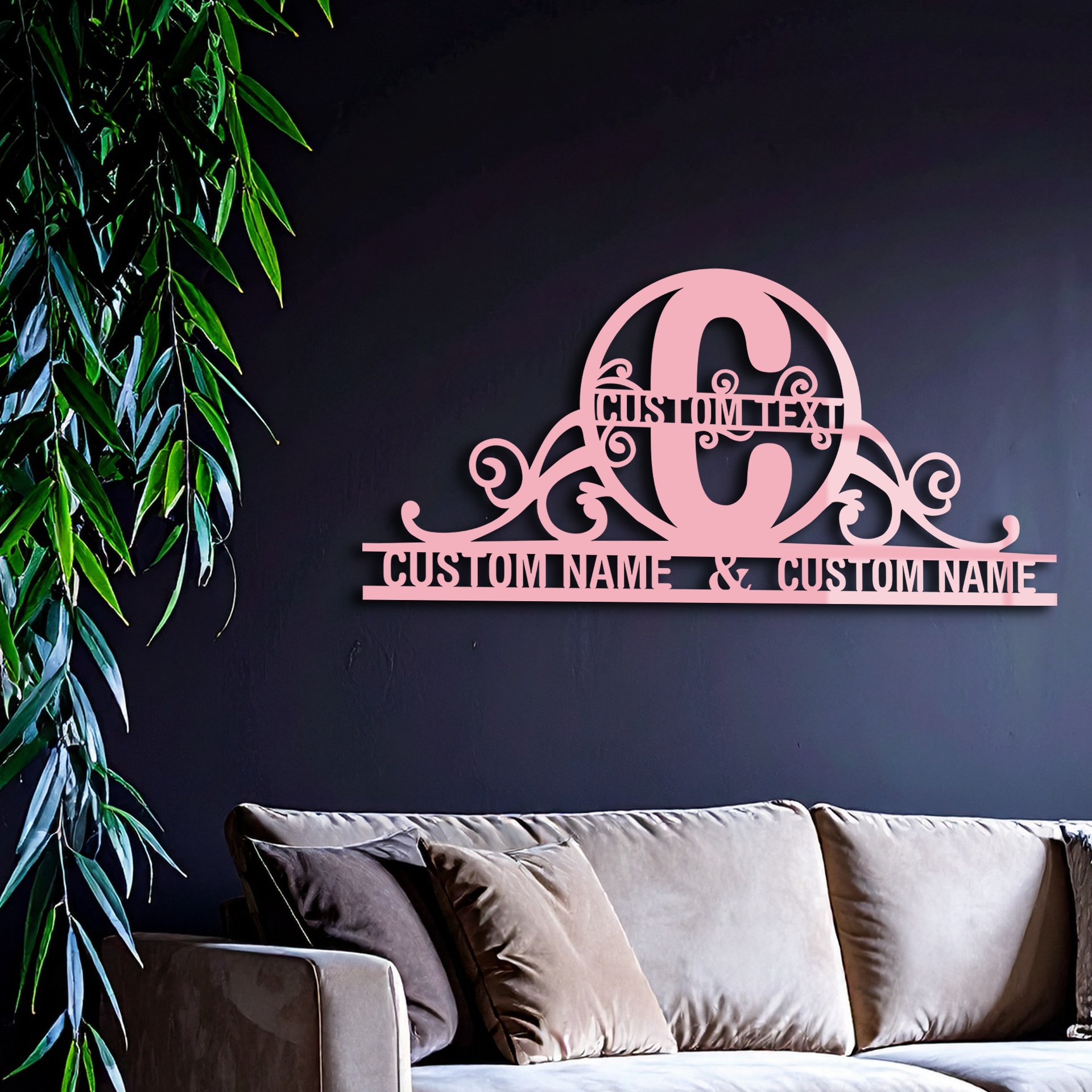 Personalized Initial Monogram Metal Wall Art – Custom Family Name Sign - KAFGP130