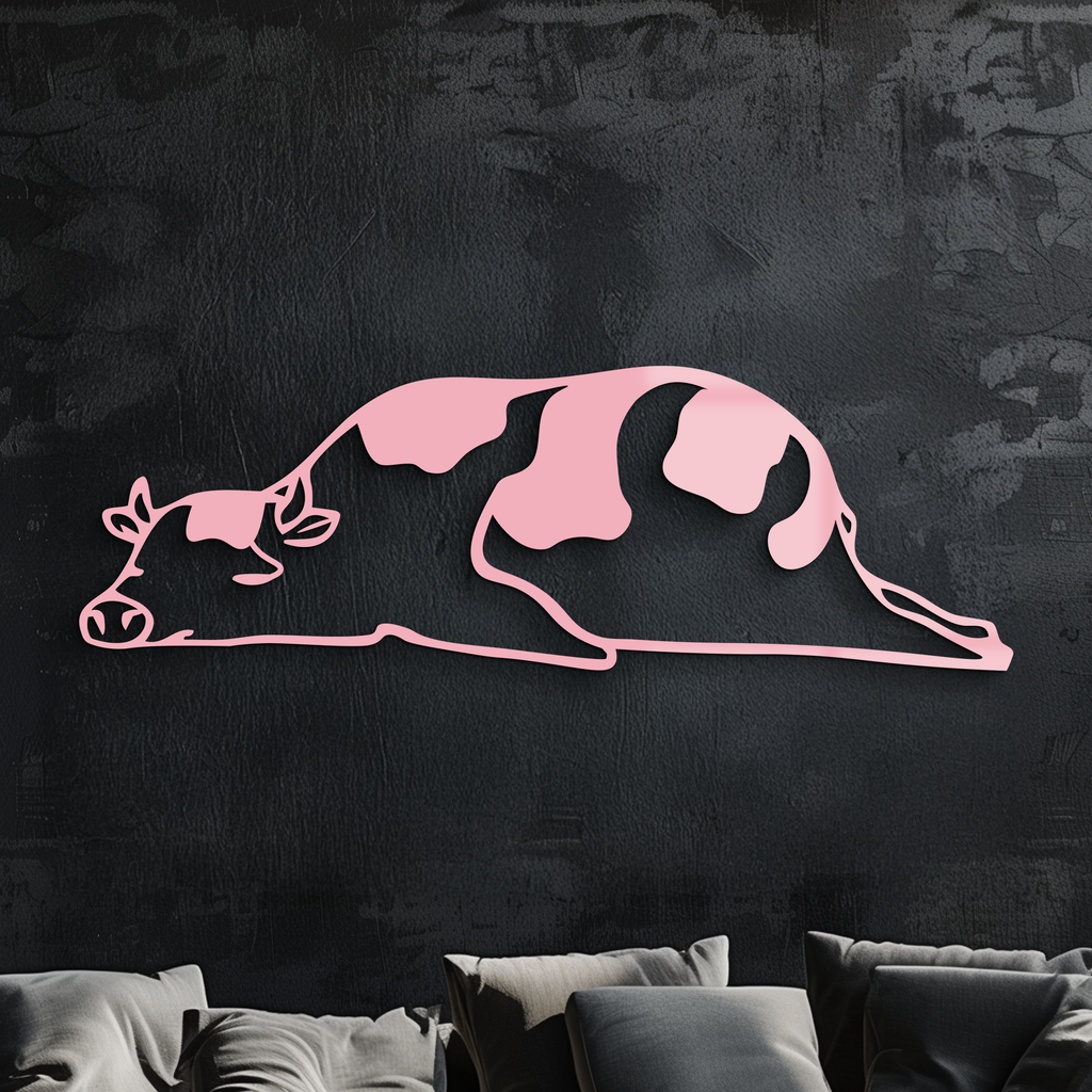 Minimalist Cow Silhouette Metal Wall Art – Farmhouse Animal Decor - KAFGP134