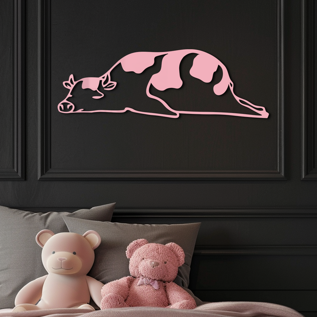 Minimalist Cow Silhouette Metal Wall Art – Farmhouse Animal Decor - KAFGP134