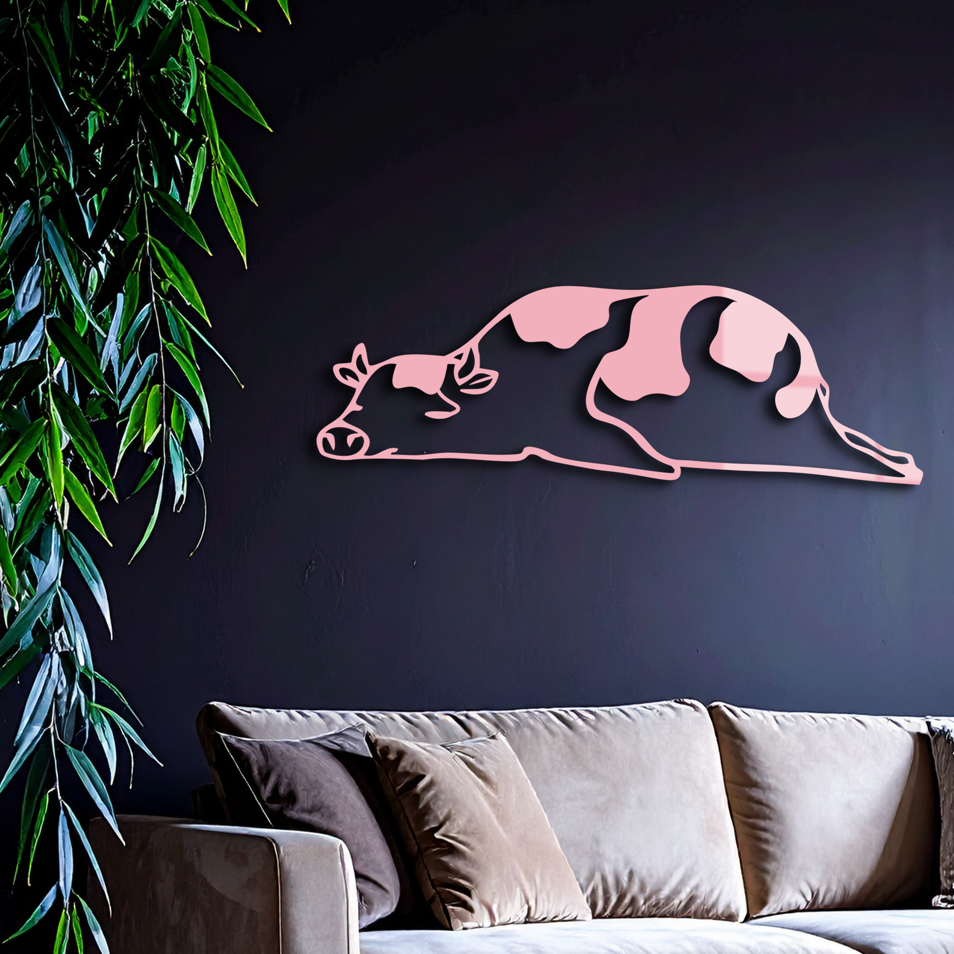 Minimalist Cow Silhouette Metal Wall Art – Farmhouse Animal Decor - KAFGP134