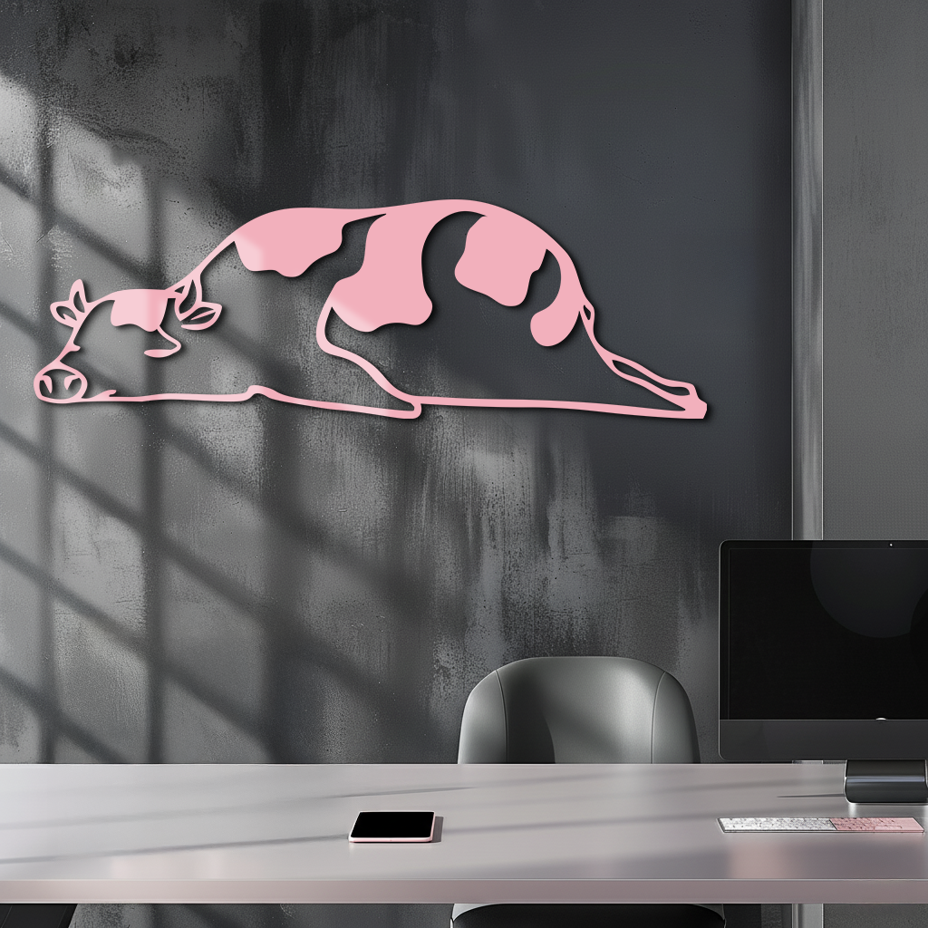 Minimalist Cow Silhouette Metal Wall Art – Farmhouse Animal Decor - KAFGP134