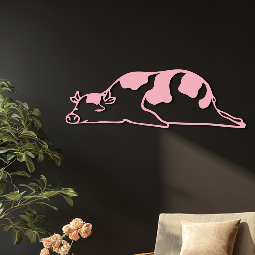 Minimalist Cow Silhouette Metal Wall Art – Farmhouse Animal Decor - KAFGP134