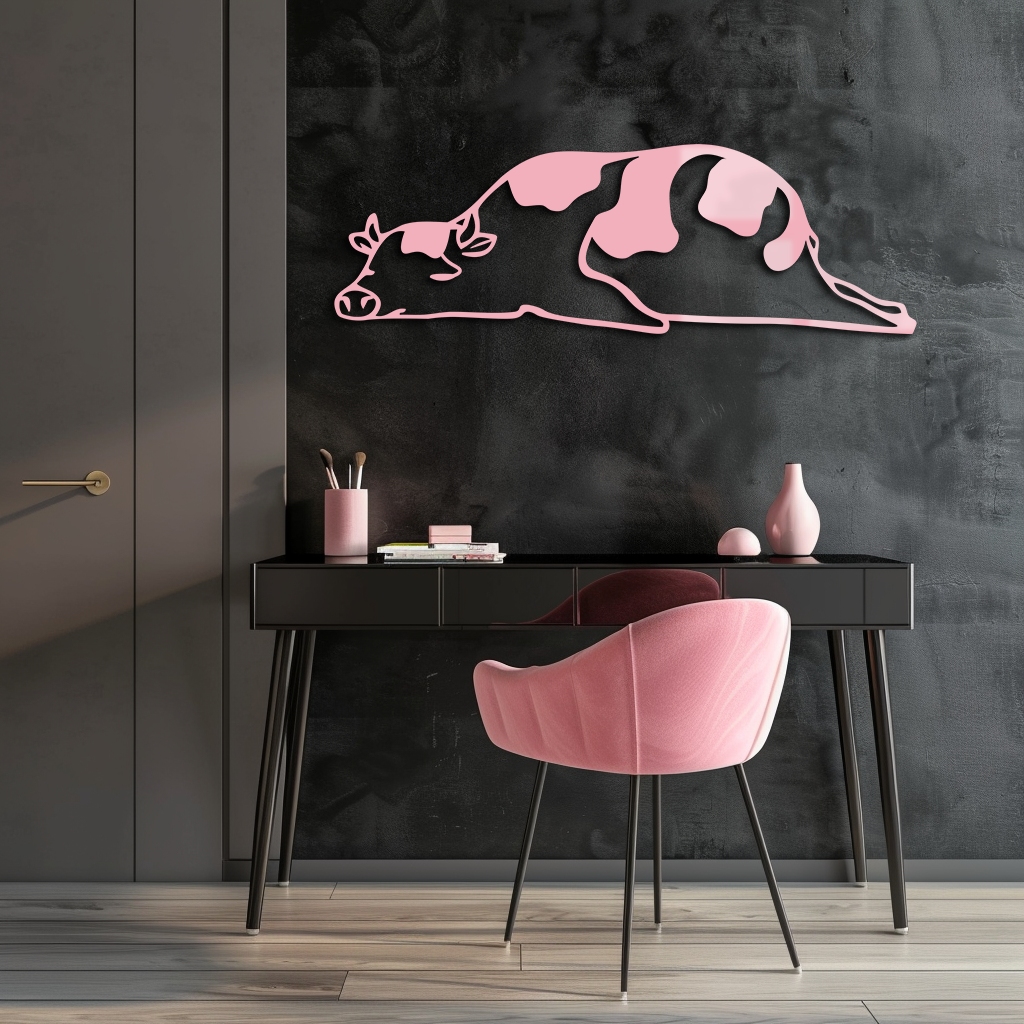 Minimalist Cow Silhouette Metal Wall Art – Farmhouse Animal Decor - KAFGP134
