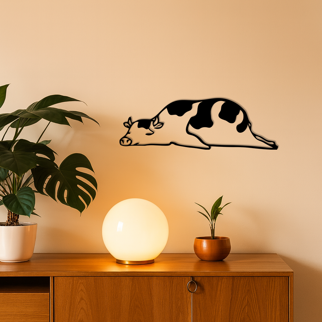 Minimalist Cow Silhouette Metal Wall Art – Farmhouse Animal Decor - KAFGP134
